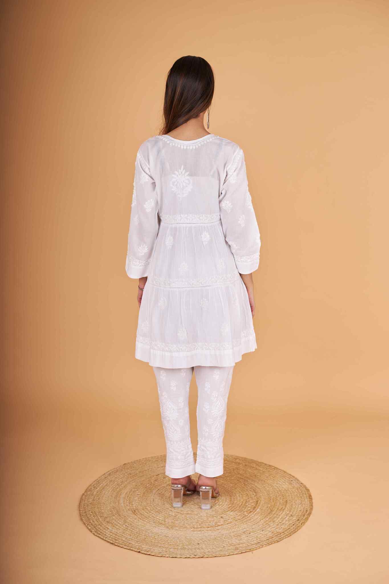 Arsh Handcrafted Pure Cotton 3 way stitched Self Short Top - Image 4